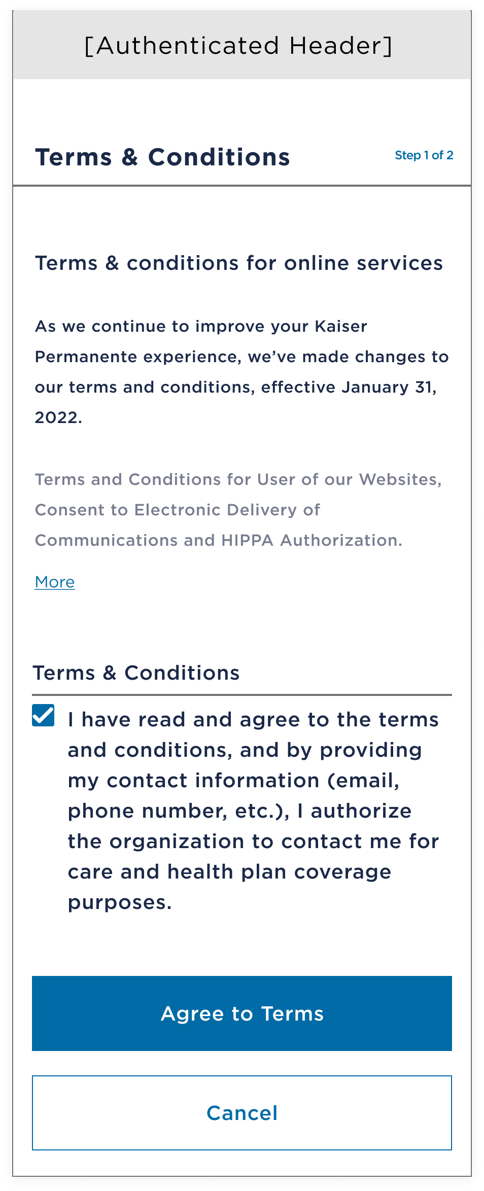 Two-step flow — mobile wireframe showing Paperless Preferences on phone