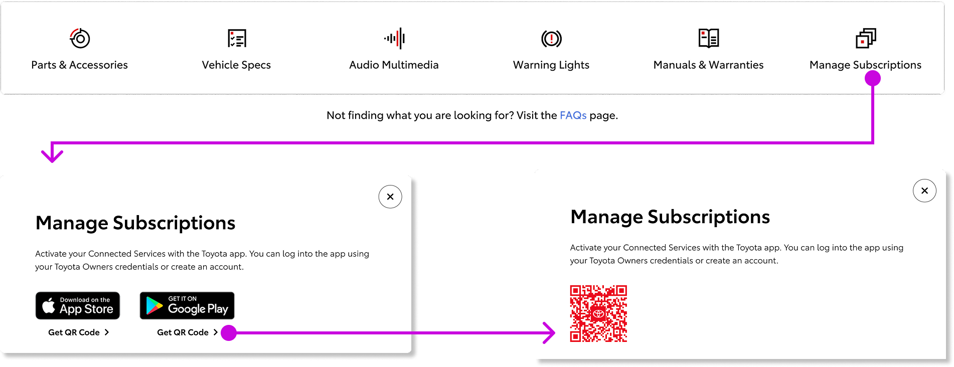 Quick Tools Menu — consolidated on-page resource component with QR code generator and VIN-entry modal