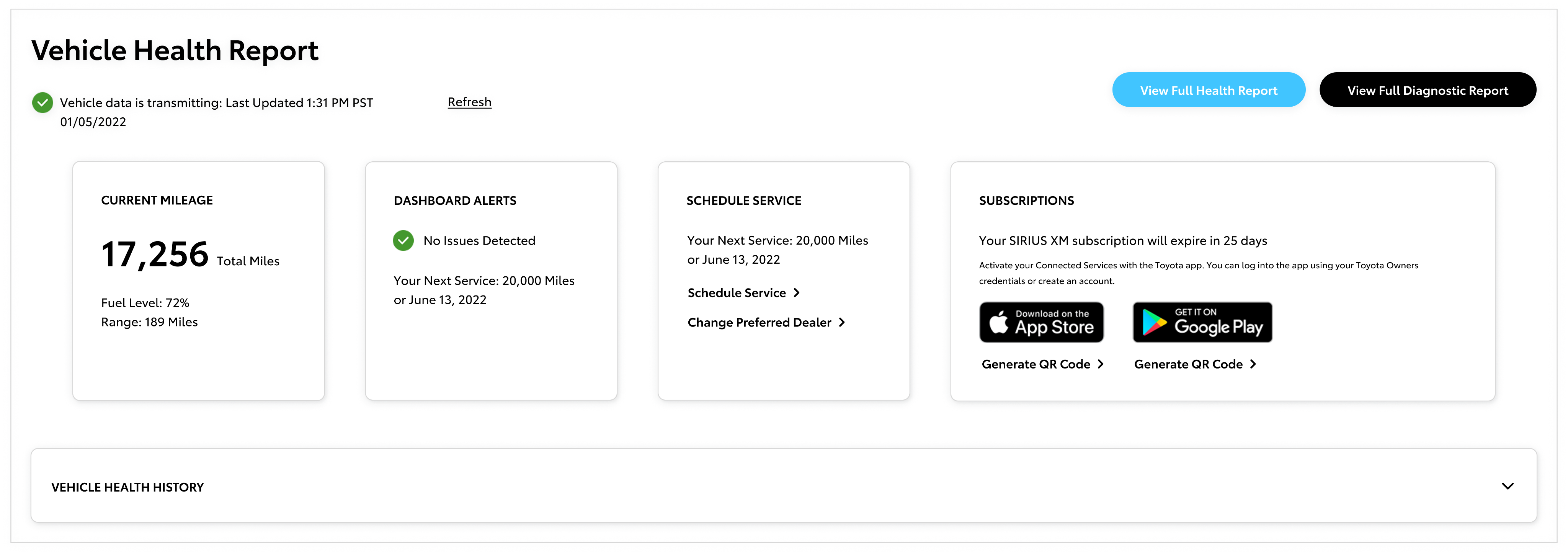 Redesigned VHR — desktop view with modular card layout