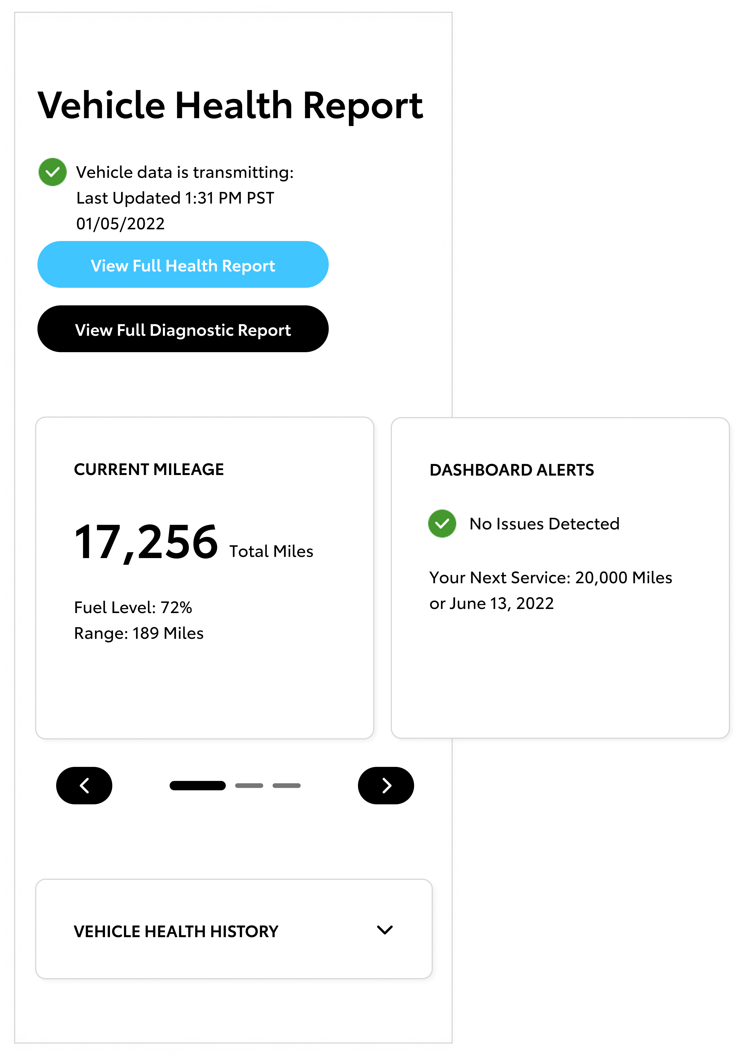 Redesigned VHR — mobile view