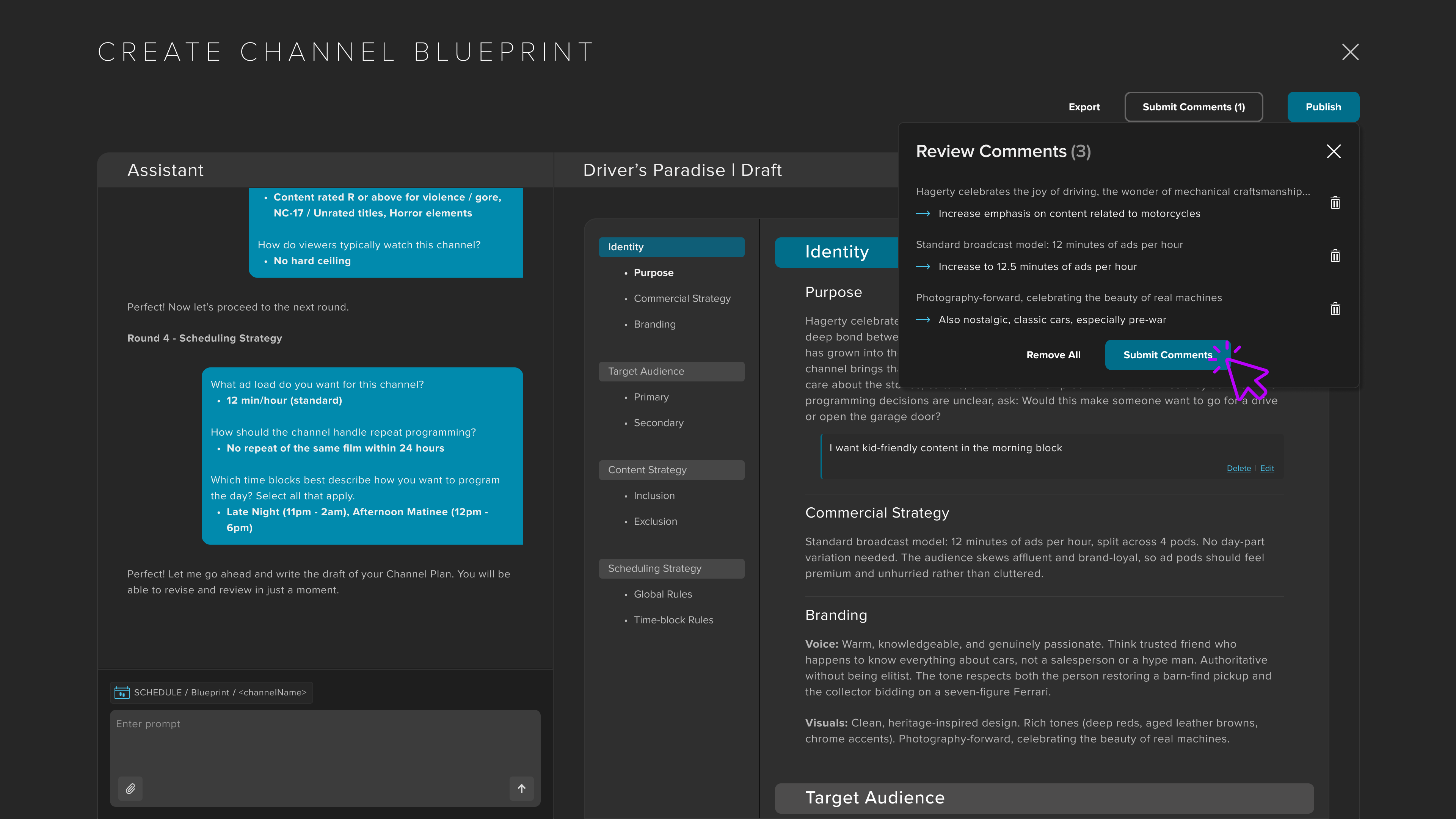 Blueprint regeneration in progress after applying grouped feedback